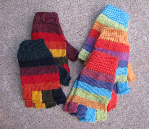 Full-Color Alpaca Blend Fingerless Gloves