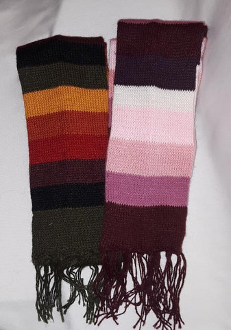 Full-Color Striped Narrow Scarf